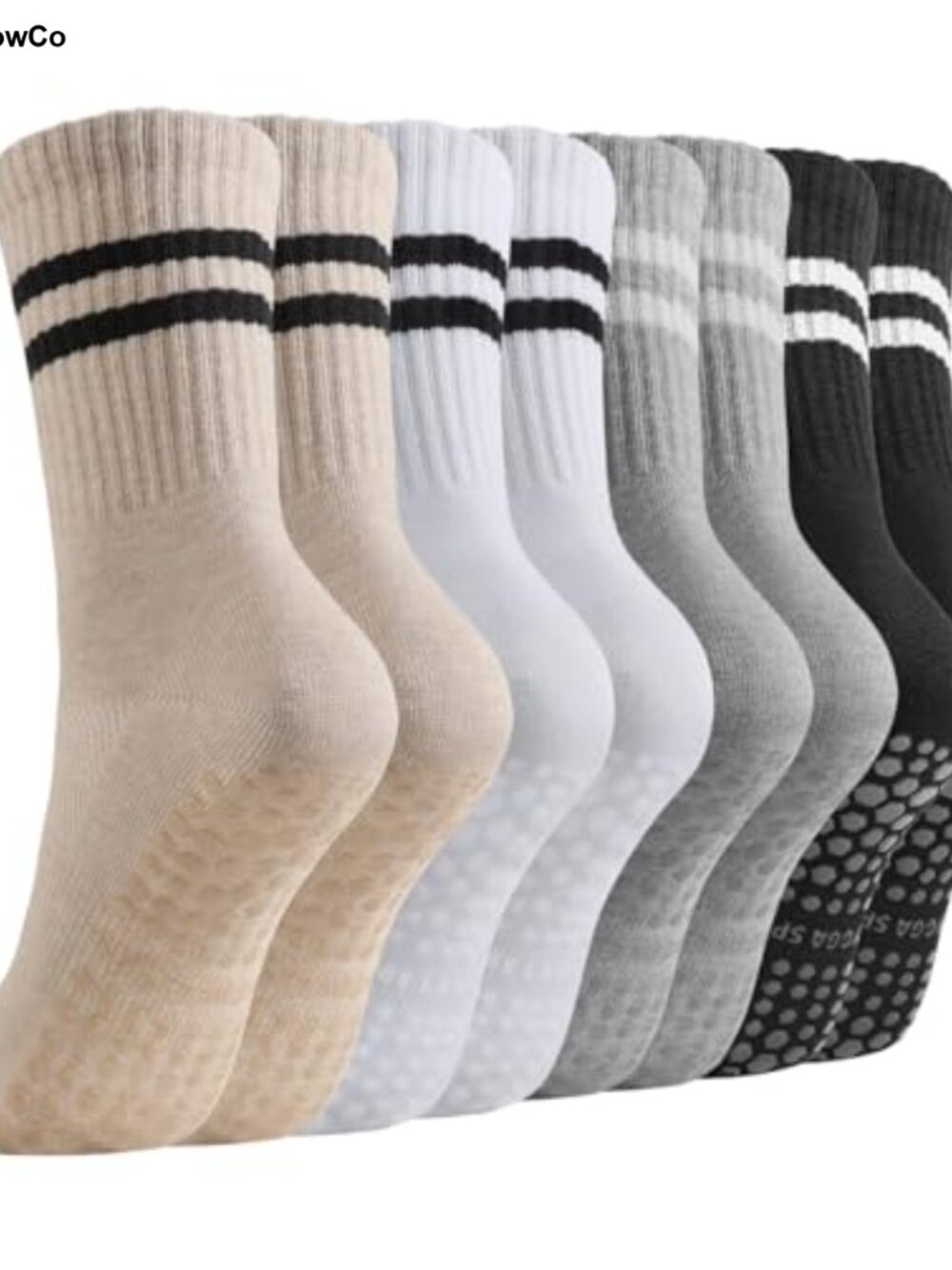 Pilates Socks for Women with Grips, Yoga Crew Socks, Non-Slip Exercise Socks